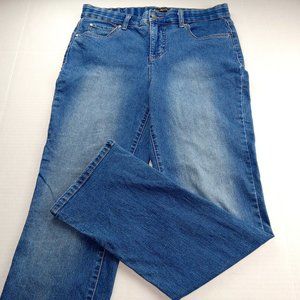 Kim Rogers Women's Straight Leg Jeans Size 8P Medium Wash Hidden Elastic Waist